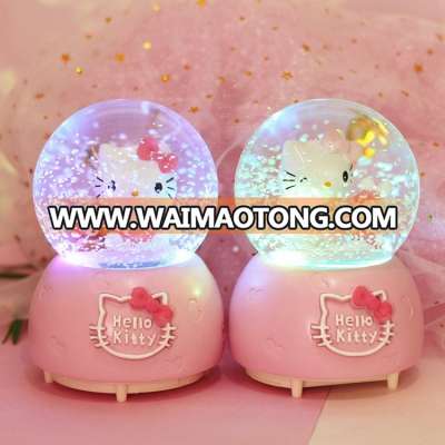 Creative automatic snow with lights luminous crystal ball music box for children gift ornaments