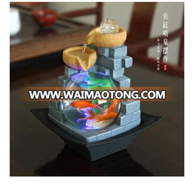 Wholesale custom resin chinese led light mini water fountain indoor for sale