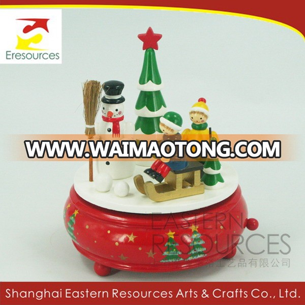 Wooden Christmas Scene Music Box